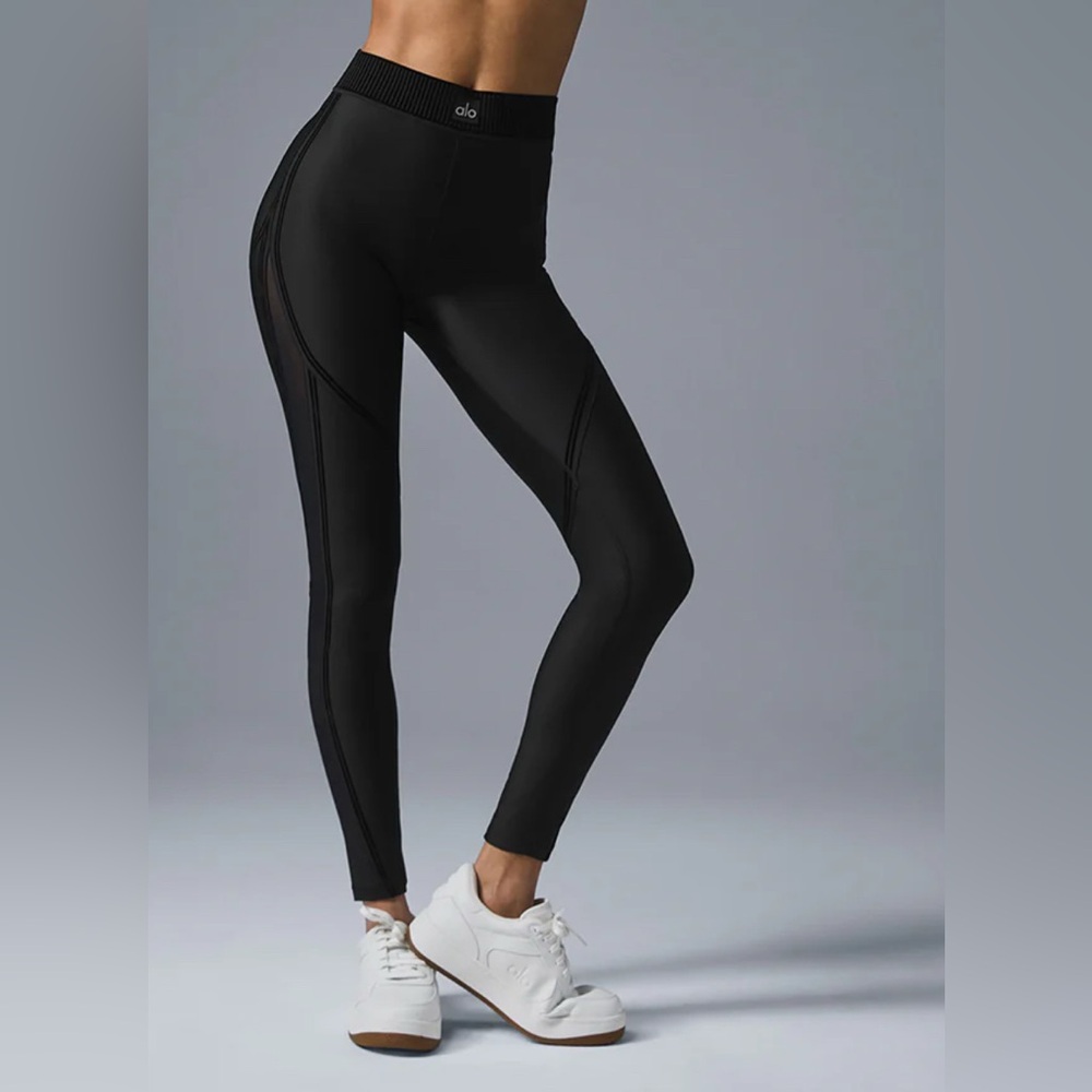 ALO Yoga Black Airlift Mesh Line Up High-Waist Legging